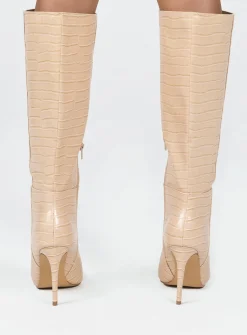 Princess Polly Icon Boot  Bone Croc New