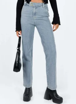 Princess Polly Ikena Straight Leg Jeans Light Wash  Denim Sale