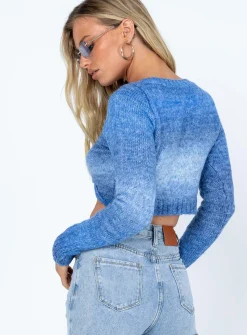 Princess Polly Ilina Sweater  Blue Flash Sale