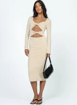 Princess Polly Illias Midi Dress Biege   Beige Sale