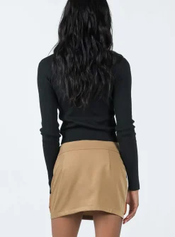Princess Polly Immersed Mini Skirt  Tan Outlet
