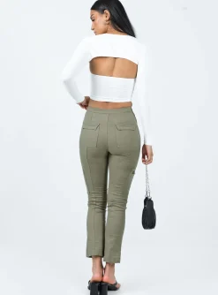 Princess Polly In Line Straight Leg Cargo Pants  Green Sale