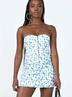 Princess Polly In The Moment Strapless Mini Dress/ Blue   White Shop