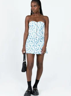 Princess Polly In The Moment Strapless Mini Dress/ Blue   White Shop