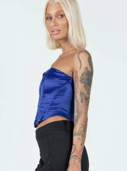 Princess Polly In The Moment Strapless Top  Blue Cheap