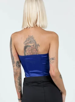 Princess Polly In The Moment Strapless Top  Blue Cheap