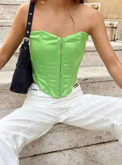 Princess Polly In The Moment Strapless Top  Green Outlet