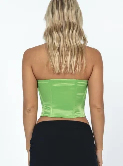Princess Polly In The Moment Strapless Top  Green Outlet