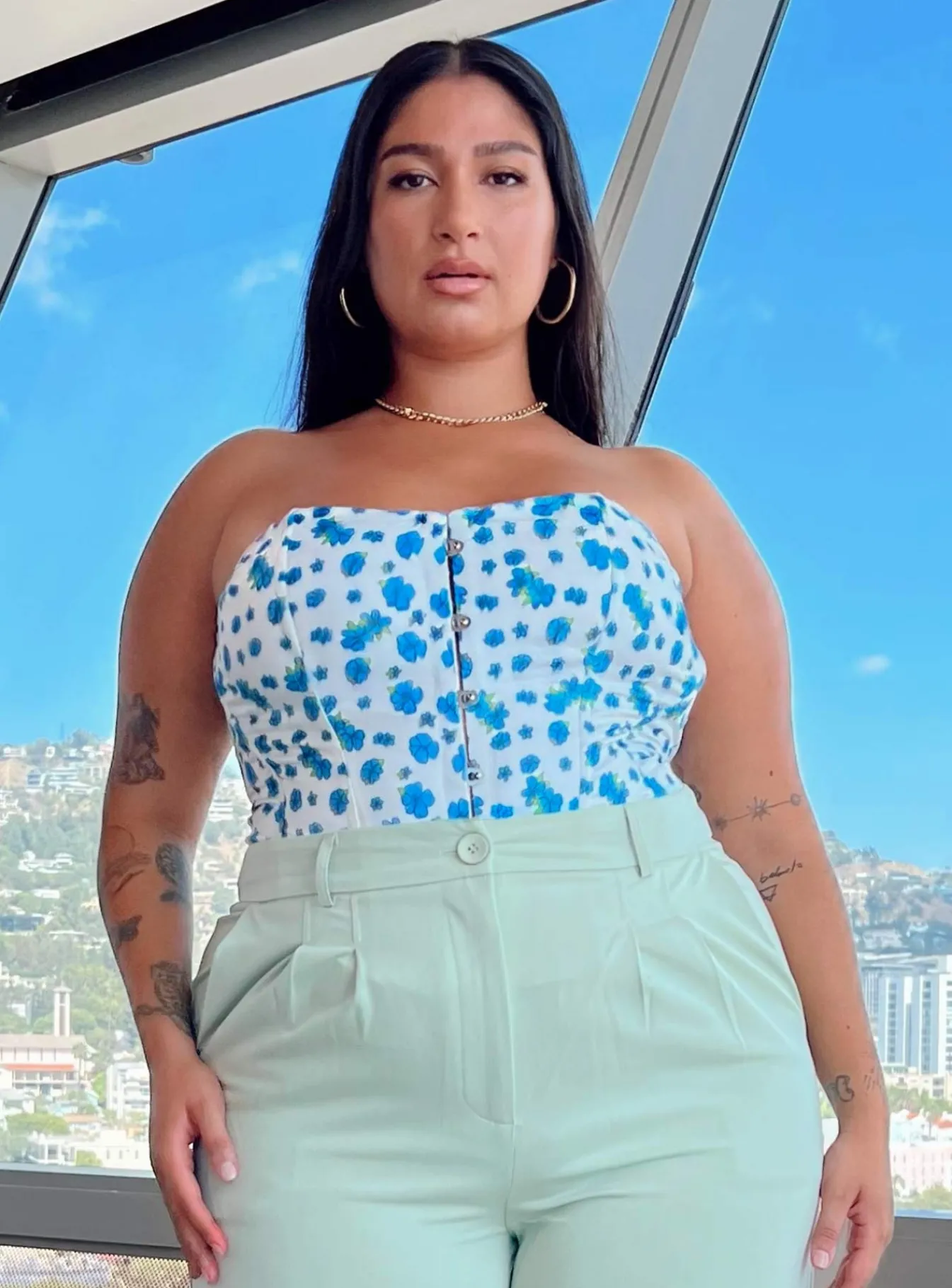 Princess Polly In The Moment Strapless Top/ Blue Curve White Clearance