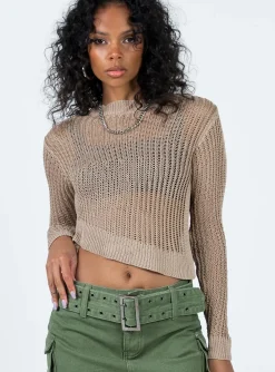Princess Polly Indianna Sweater  Beige Outlet