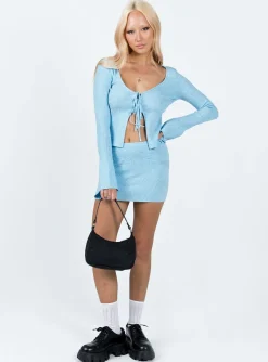 Princess Polly Indias Long Sleeve Top  Blue Cheap