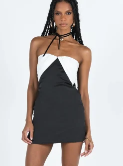 Princess Polly Irena Strapless Mini Dress  Black / White Store