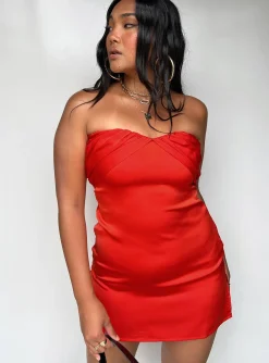 Princess Polly Irena Strapless Mini Dress  Red Sale