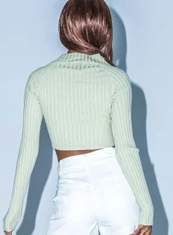 Princess Polly Iris Long Sleeve Top  Green Sale