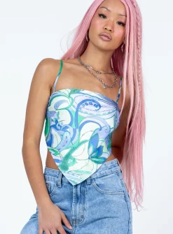 Princess Polly Ishan Top/ Green   Blue New