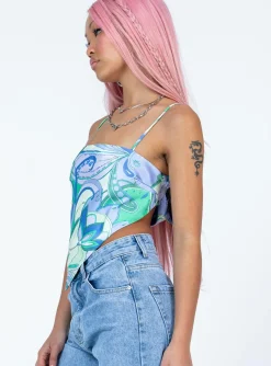 Princess Polly Ishan Top/ Green Blue New