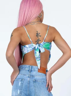 Princess Polly Ishan Top/ Green Blue New