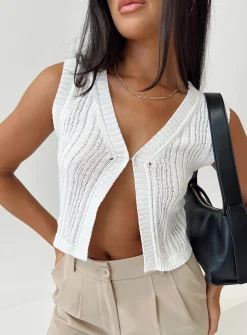 Princess Polly Issac Knit Vest  White Online