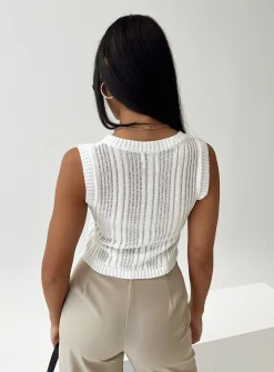 Princess Polly Issac Knit Vest  White Online