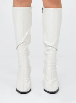 Princess Polly Ivanna Boots  Off White Sale
