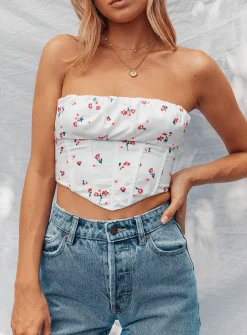 Princess Polly Ivy Bustier   White Floral Best Sale