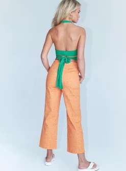 Princess Polly Ivy Floral Straight Leg Jeans Orange Sale