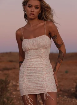 Princess Polly Ivy Hollow Mini Dress White/ Pink Sale