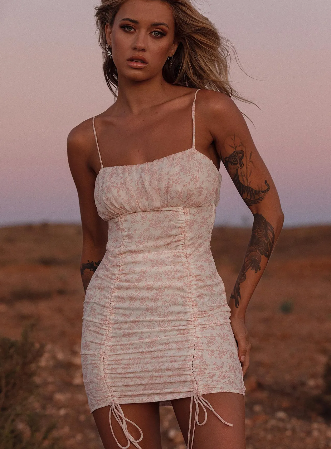 Princess Polly Ivy Hollow Mini Dress White/ Pink Sale
