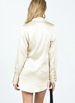 Princess Polly Ixia Long Sleeve Mini Dress  Cream Cheap