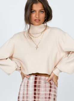 Princess Polly Izzy Turtleneck Sweater Cream   Off White Discount