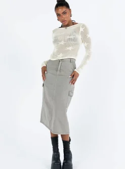 Princess Polly Jacko Midi Cargo Skirt  Olive Green Best