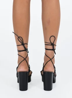 Princess Polly Jae Platform Strappy Heels  Black Sale