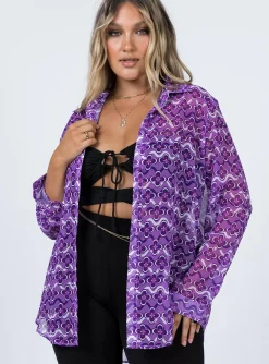 Princess Polly Janelle Shirt  Purple Outlet