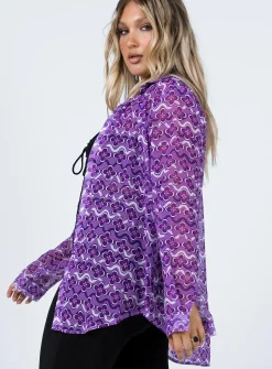 Princess Polly Janelle Shirt  Purple Outlet