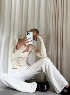 Princess Polly Jannie Pants  Cream Flash Sale