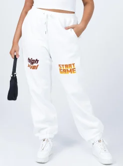 Princess Polly Jasmine Graphic Track Pants  White Store