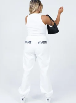 Princess Polly Jasmine Graphic Track Pants  White Store