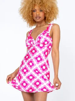 Princess Polly Jaxzen Mini Dress/ White   Pink Cheap