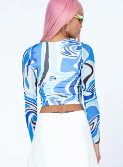 Princess Polly Jayce Long Sleeve Top  Blue Cheap