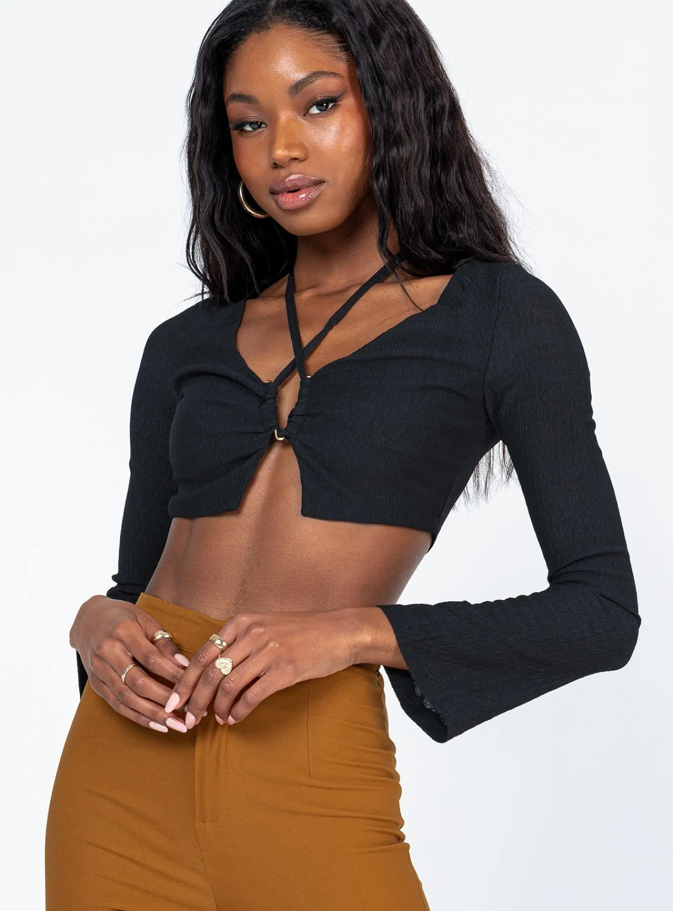 Princess Polly Jaycee Long Sleeve Top Black Hot