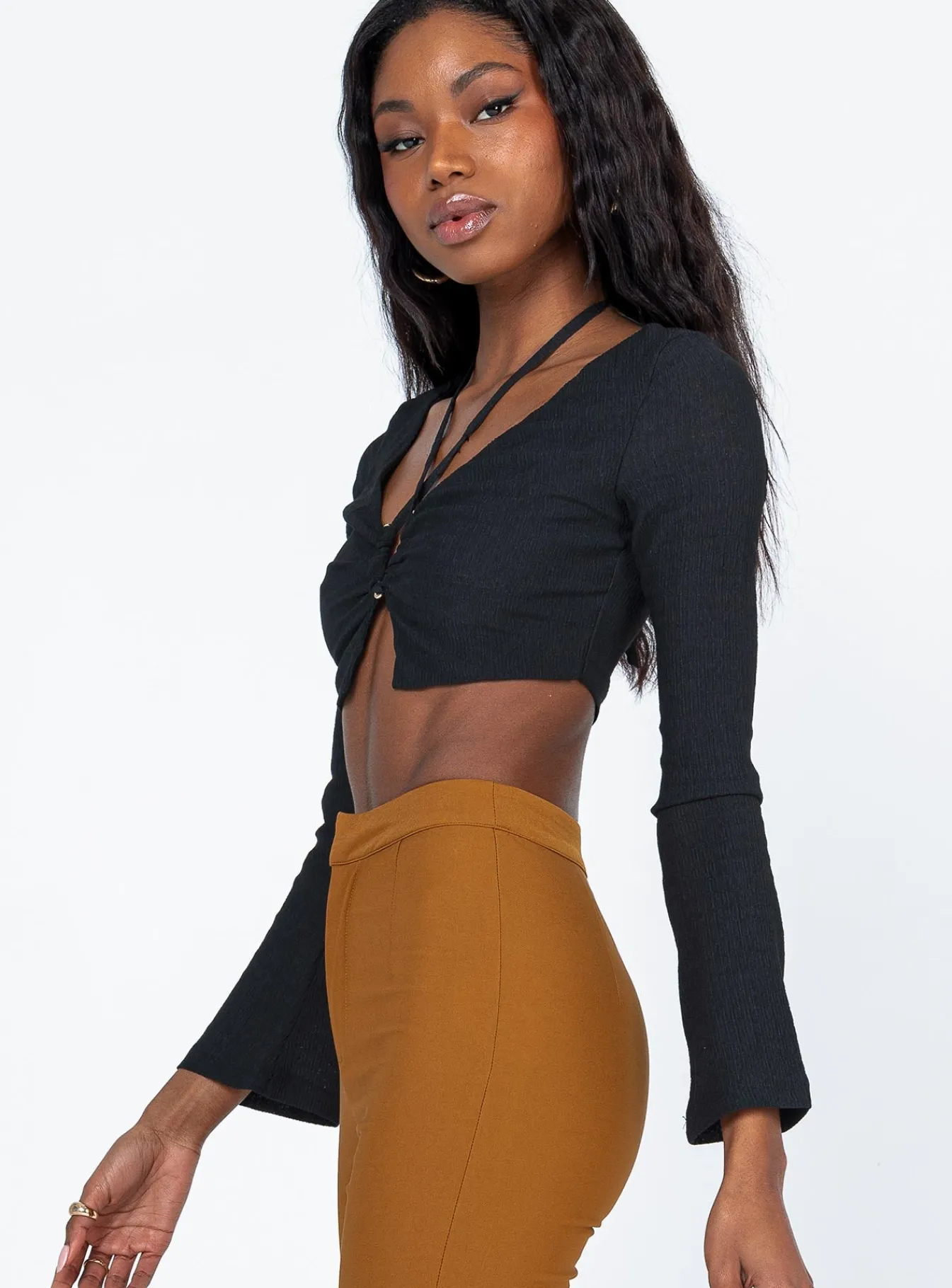 Princess Polly Jaycee Long Sleeve Top Black Hot