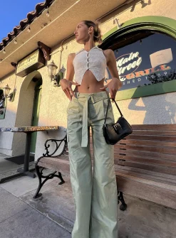 Princess Polly Jayde Pants  Green Cheap