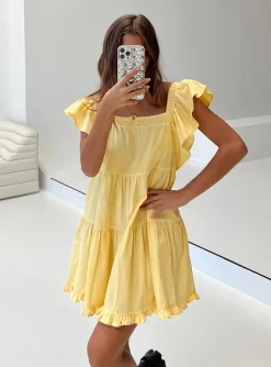 Princess Polly Jayson Mini Dress  Yellow New