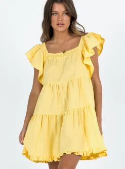 Princess Polly Jayson Mini Dress  Yellow New