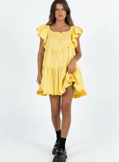 Princess Polly Jayson Mini Dress  Yellow New