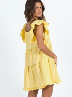 Princess Polly Jayson Mini Dress  Yellow New