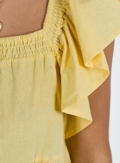 Princess Polly Jayson Mini Dress  Yellow New
