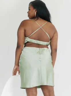 Princess Polly Jemma Mini Dress Sage Curve Green Best