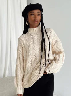 Princess Polly Jendi Sweater  Cream Outlet