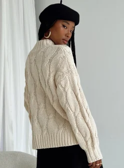 Princess Polly Jendi Sweater  Cream Outlet